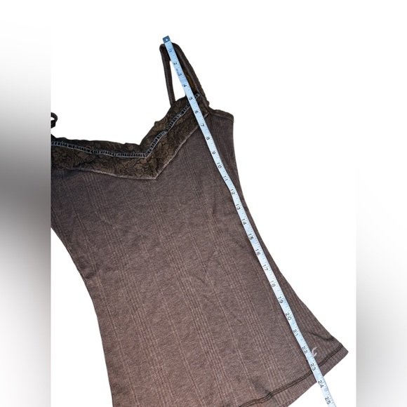 Hollister Ribbed Lace Trim Cami Tank Top Y2K Brown - Picture 7 of 11